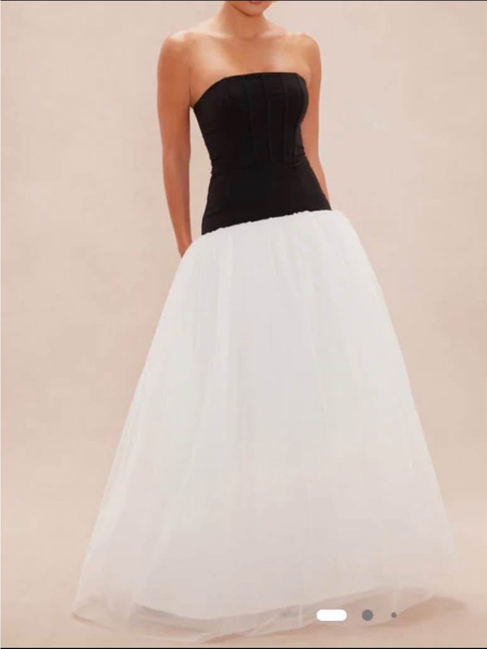 Fashion Nova Black Strapless Bodice with White Tulle Skirt Dress - Picture 7 of 9
